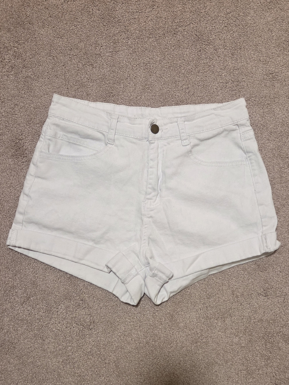 White Cotton Denim Shorts